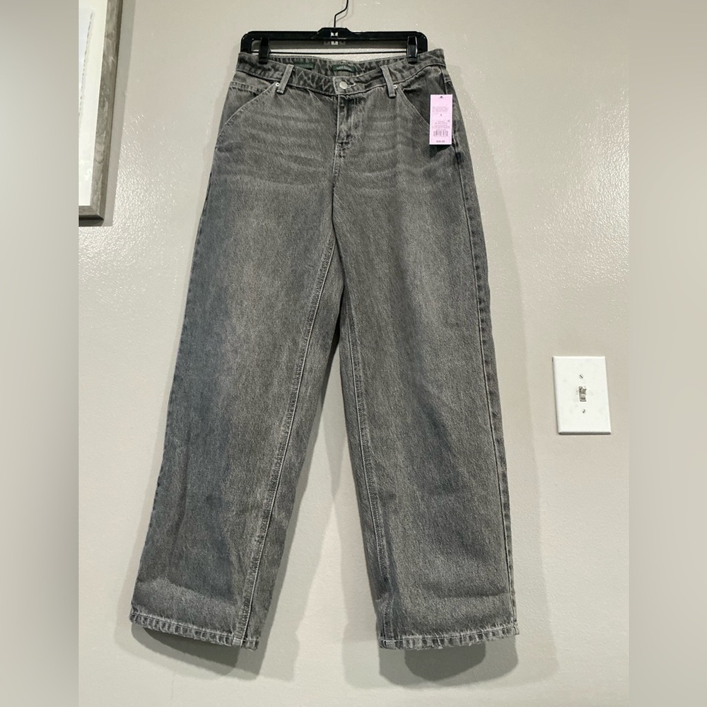 Women's 90s Mid Rise Relaxed Straight Jeans.   Gray  Wash 6 - Picture 7 of 16